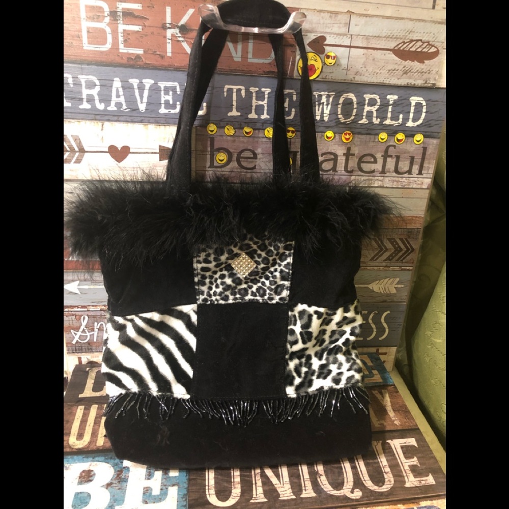 Moving Sale …New “ Fashion Express” Black Frilly Handbag